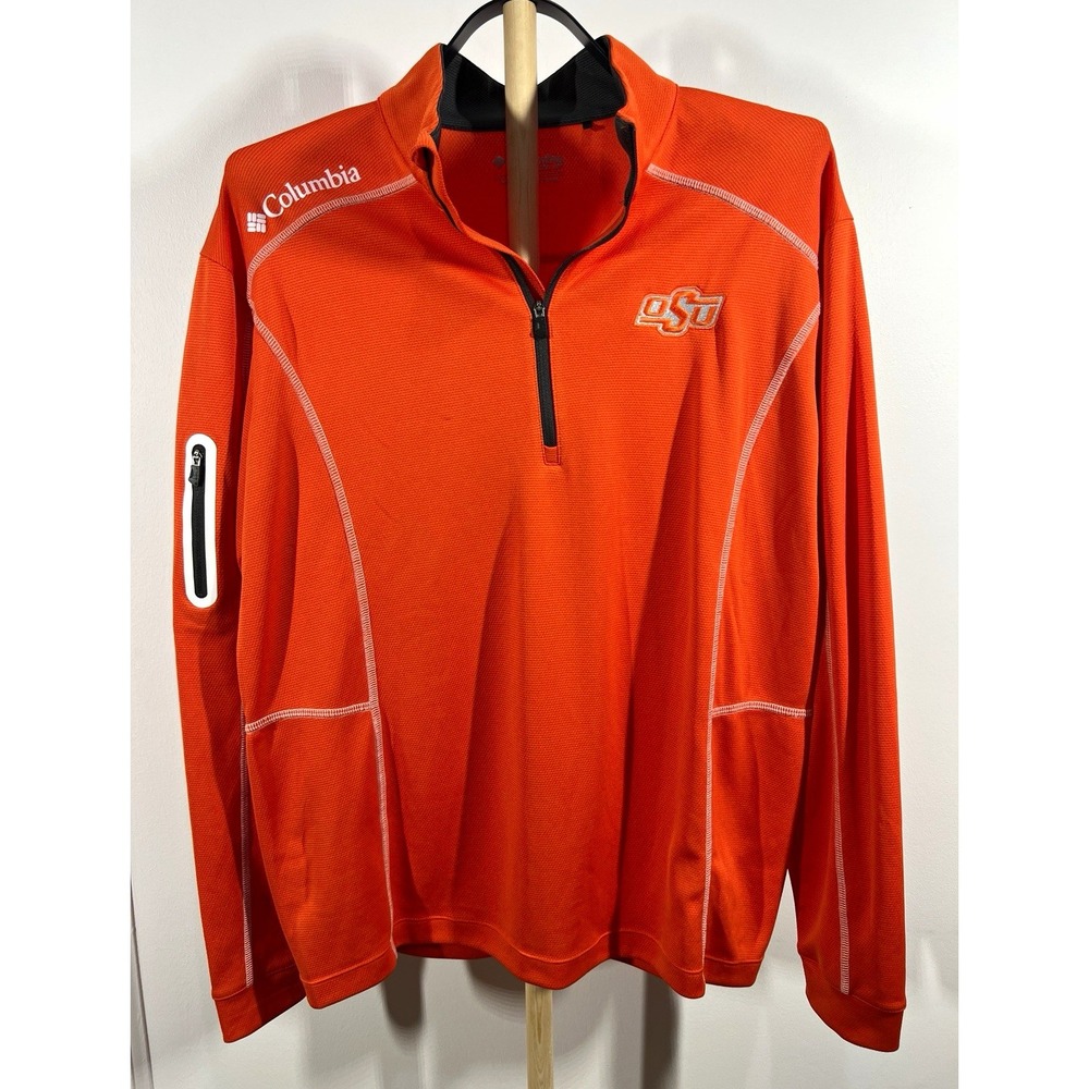 Columbia Oklahoma State Cowboys Shotgun Quarter Zip Mens M Orange OSU NCAA